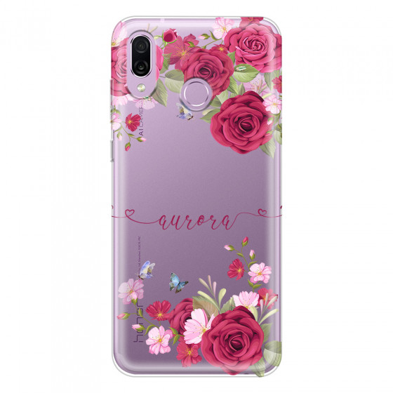 HONOR - Honor Play - Soft Clear Case - Rose Garden with Monogram