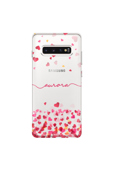 SAMSUNG - Galaxy S10 Plus - Soft Clear Case - Scattered Hearts