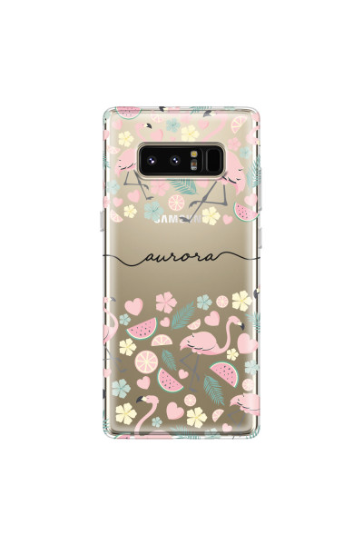 SAMSUNG - Galaxy Note 8 - Soft Clear Case - Monogram Flamingo Pattern III