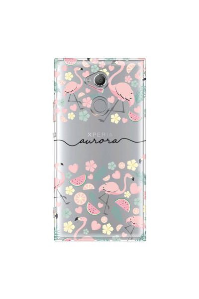 SONY - Sony XA2 Ultra - Soft Clear Case - Monogram Flamingo Pattern III