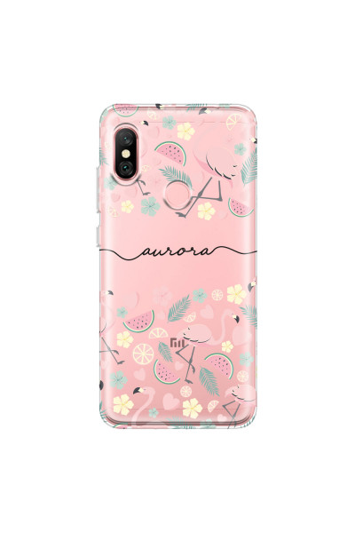 XIAOMI - Redmi Note 6 Pro - Soft Clear Case - Monogram Flamingo Pattern III