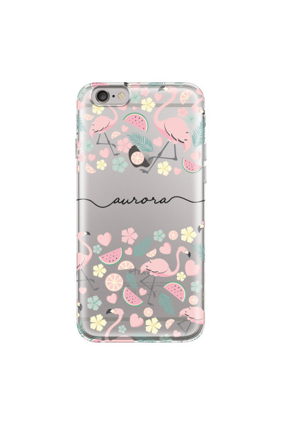 APPLE - iPhone 6S - Soft Clear Case - Monogram Flamingo Pattern III