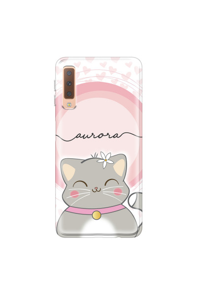 SAMSUNG - Galaxy A7 2018 - Soft Clear Case - Kitten Handwritten