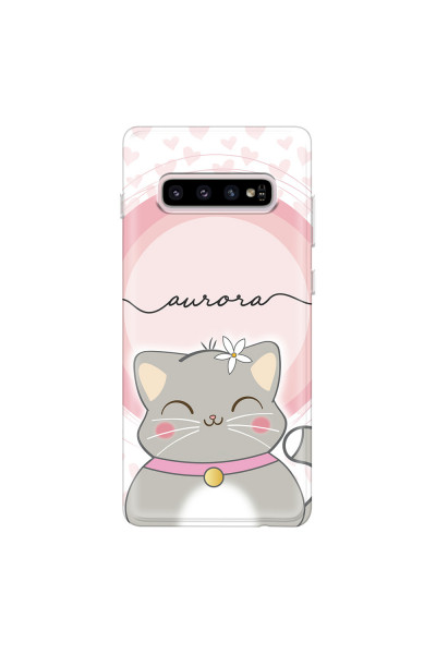 SAMSUNG - Galaxy S10 - Soft Clear Case - Kitten Handwritten