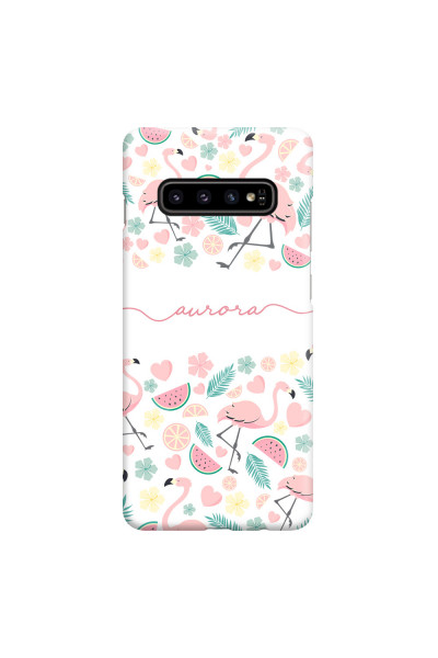 SAMSUNG - Galaxy S10 - 3D Snap Case - Clear Flamingo Handwritten