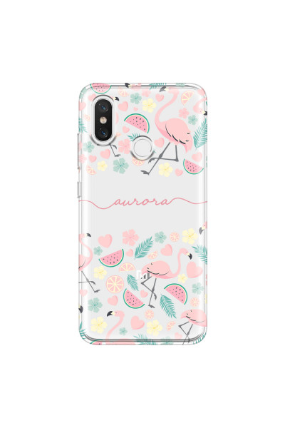 XIAOMI - Mi 8 - Soft Clear Case - Clear Flamingo Handwritten