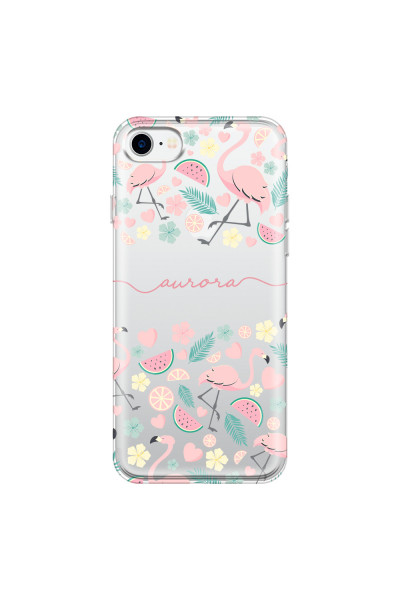 APPLE - iPhone 7 - Soft Clear Case - Clear Flamingo Handwritten