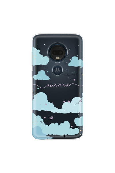 MOTOROLA by LENOVO - Moto G7 Plus - Soft Clear Case - Up in the Clouds Purple