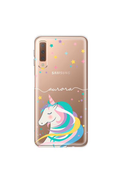 SAMSUNG - Galaxy A7 2018 - Soft Clear Case - Clear Unicorn Handwritten White