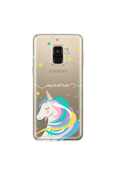 SAMSUNG - Galaxy A8 - Soft Clear Case - Clear Unicorn Handwritten White