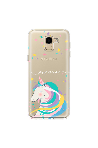 SAMSUNG - Galaxy J6 - Soft Clear Case - Clear Unicorn Handwritten White