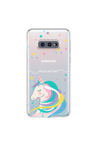 SAMSUNG - Galaxy S10e - Soft Clear Case - Clear Unicorn Handwritten White