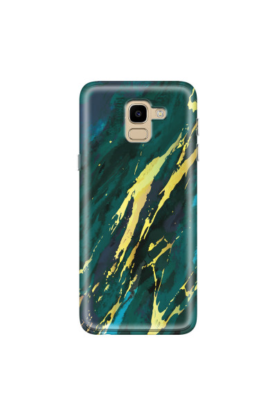 SAMSUNG - Galaxy J6 - Soft Clear Case - Marble Emerald Green