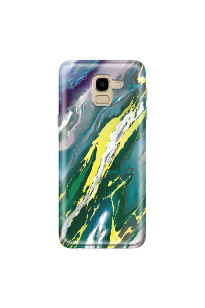 SAMSUNG - Galaxy J6 - Soft Clear Case - Marble Rainforest Green