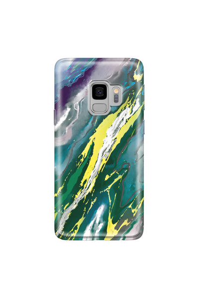 SAMSUNG - Galaxy S9 - Soft Clear Case - Marble Rainforest Green