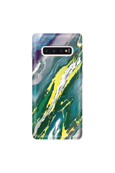 SAMSUNG - Galaxy S10 Plus - Soft Clear Case - Marble Rainforest Green