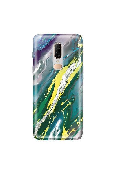 ONEPLUS - OnePlus 6 - Soft Clear Case - Marble Rainforest Green