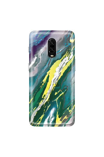 ONEPLUS - OnePlus 6T - Soft Clear Case - Marble Rainforest Green
