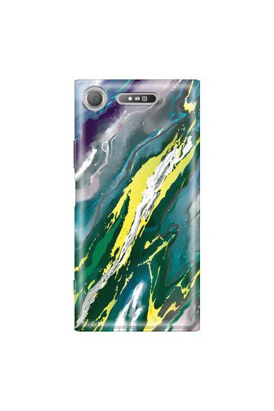 SONY - Sony XZ1 - Soft Clear Case - Marble Rainforest Green