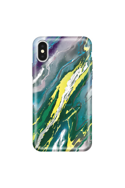 APPLE - iPhone X - Soft Clear Case - Marble Rainforest Green