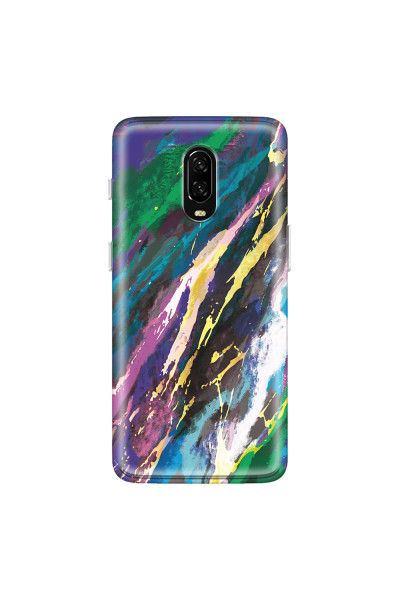 ONEPLUS - OnePlus 6T - Soft Clear Case - Marble Emerald Pearl