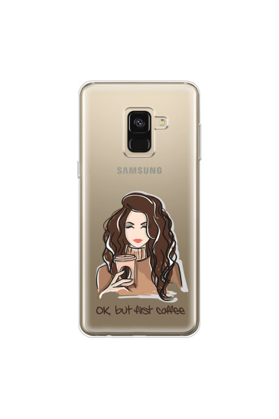 SAMSUNG - Galaxy A8 - Soft Clear Case - But First Coffee