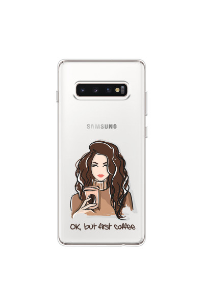 SAMSUNG - Galaxy S10 Plus - Soft Clear Case - But First Coffee