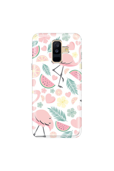 SAMSUNG - Galaxy A6 Plus - Soft Clear Case - Tropical Flamingo III