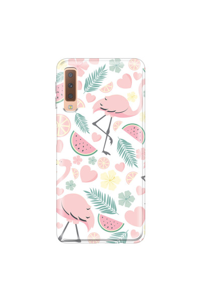 SAMSUNG - Galaxy A7 2018 - Soft Clear Case - Tropical Flamingo III
