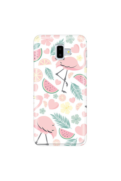 SAMSUNG - Galaxy J6 Plus - Soft Clear Case - Tropical Flamingo III