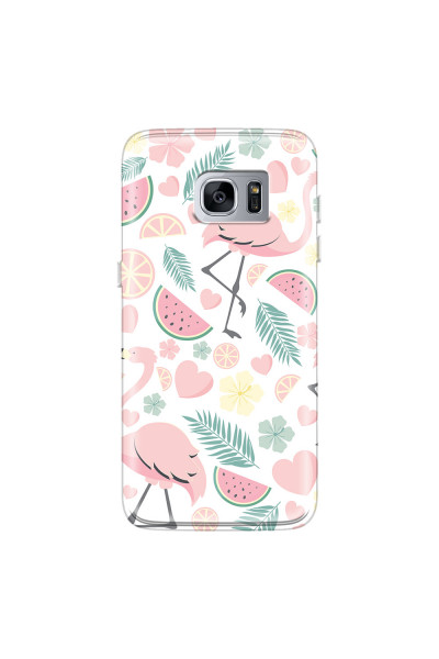 SAMSUNG - Galaxy S7 Edge - Soft Clear Case - Tropical Flamingo III