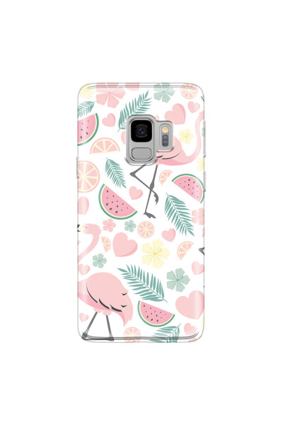 SAMSUNG - Galaxy S9 - Soft Clear Case - Tropical Flamingo III