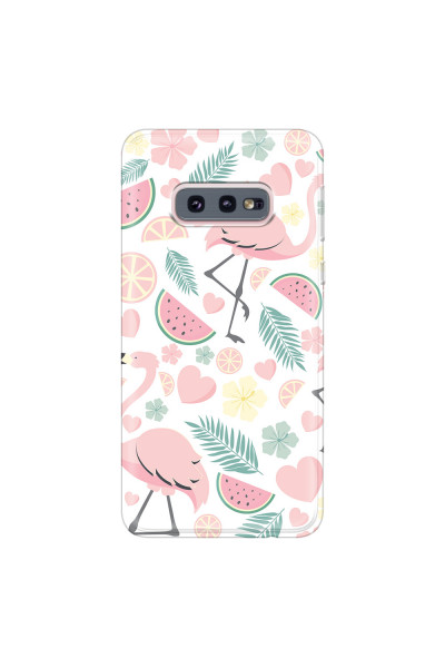SAMSUNG - Galaxy S10e - Soft Clear Case - Tropical Flamingo III