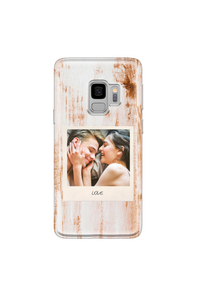 SAMSUNG - Galaxy S9 - Soft Clear Case - Wooden Polaroid
