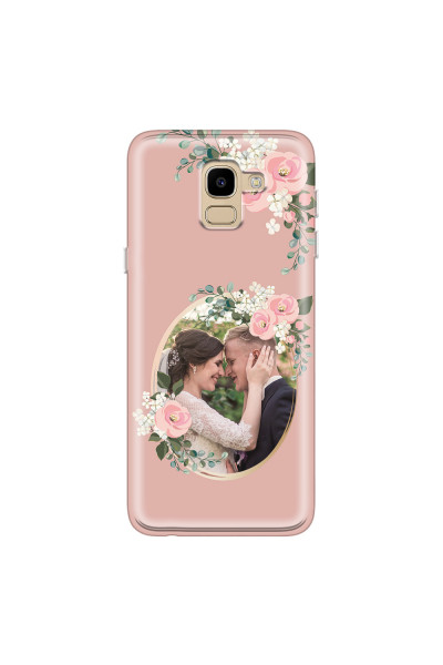 SAMSUNG - Galaxy J6 - Soft Clear Case - Pink Floral Mirror Photo