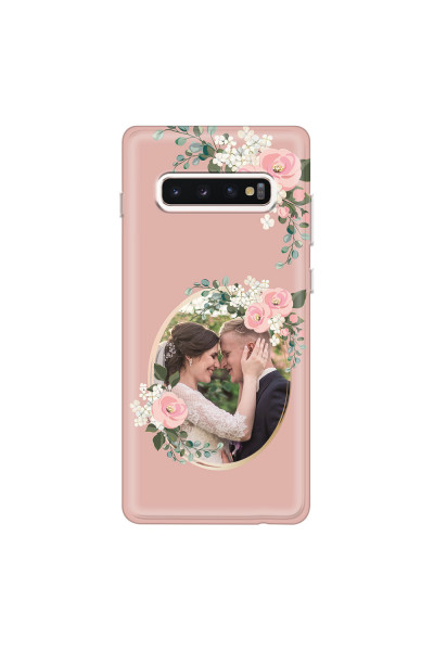 SAMSUNG - Galaxy S10 Plus - Soft Clear Case - Pink Floral Mirror Photo