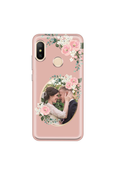 XIAOMI - Mi A2 Lite - Soft Clear Case - Pink Floral Mirror Photo