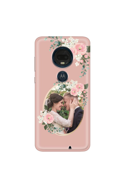 MOTOROLA by LENOVO - Moto G7 Plus - Soft Clear Case - Pink Floral Mirror Photo