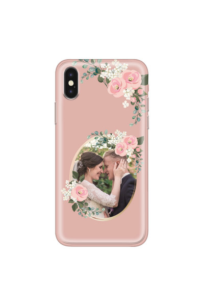 APPLE - iPhone XS Max - Soft Clear Case - Pink Floral Mirror Photo