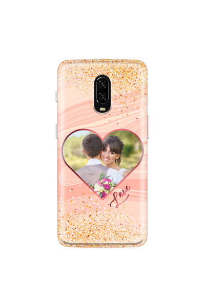 ONEPLUS - OnePlus 6T - Soft Clear Case - Glitter Love Heart Photo