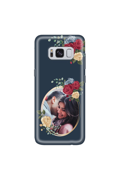 SAMSUNG - Galaxy S8 Plus - Soft Clear Case - Blue Floral Mirror Photo