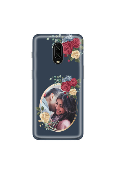 ONEPLUS - OnePlus 6T - Soft Clear Case - Blue Floral Mirror Photo