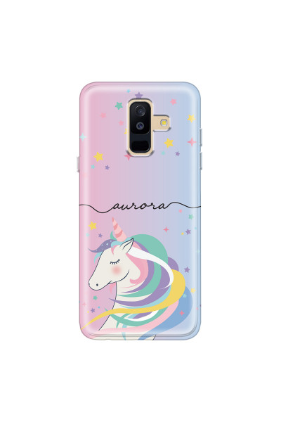 SAMSUNG - Galaxy A6 Plus - Soft Clear Case - Pink Unicorn Handwritten