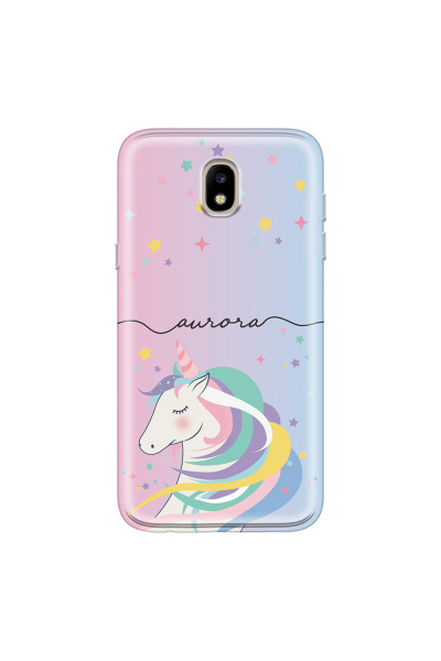 SAMSUNG - Galaxy J3 2017 - Soft Clear Case - Pink Unicorn Handwritten