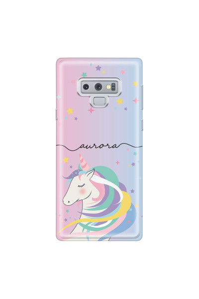 SAMSUNG - Galaxy Note 9 - Soft Clear Case - Pink Unicorn Handwritten
