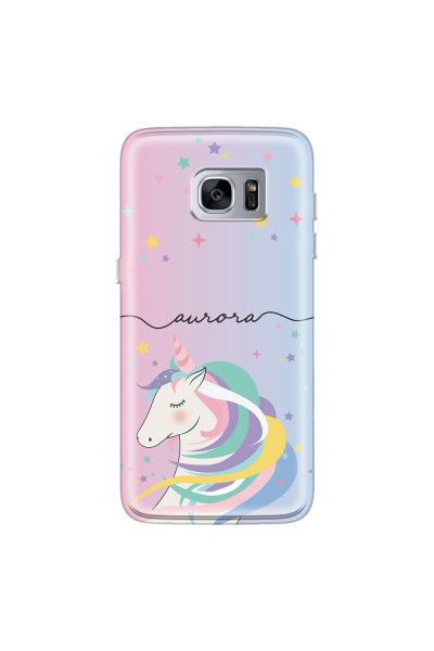 SAMSUNG - Galaxy S7 Edge - Soft Clear Case - Pink Unicorn Handwritten