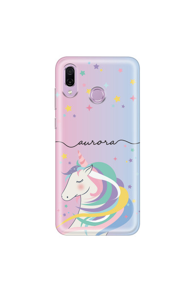 HONOR - Honor Play - Soft Clear Case - Pink Unicorn Handwritten