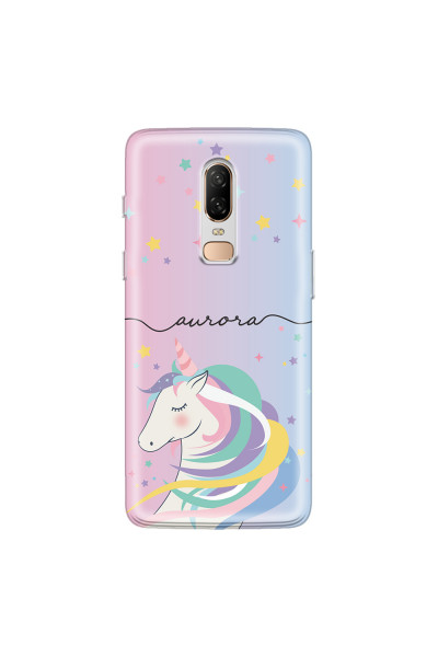 ONEPLUS - OnePlus 6 - Soft Clear Case - Pink Unicorn Handwritten