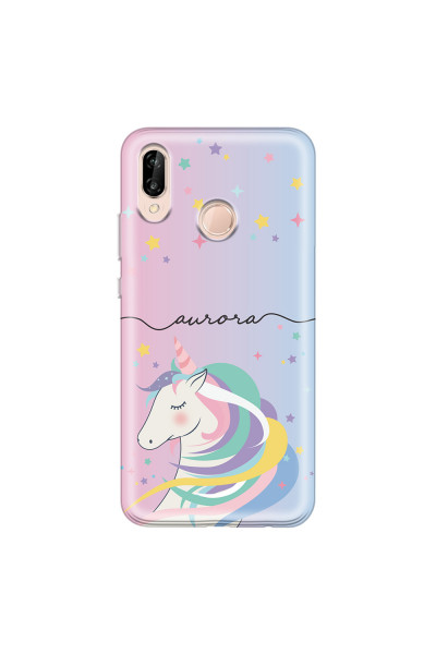 HUAWEI - P20 Lite - Soft Clear Case - Pink Unicorn Handwritten