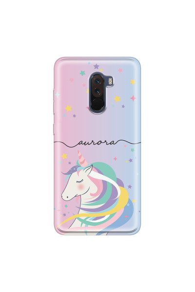 XIAOMI - Pocophone F1 - Soft Clear Case - Pink Unicorn Handwritten